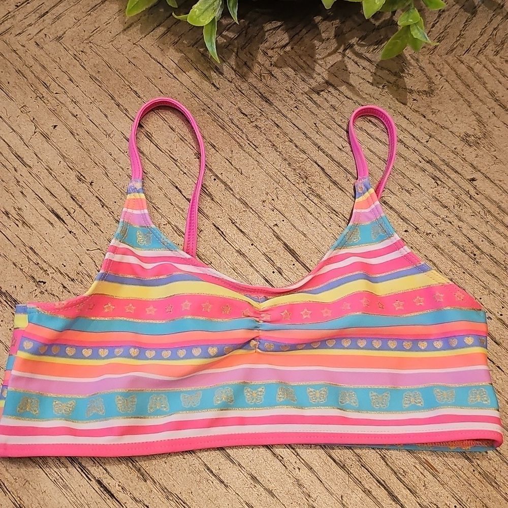 H&M Stripped Pink and Blue Bikini Top Size 6-8Y